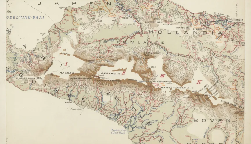 Nieuw-Guinea kaart witte vlekken